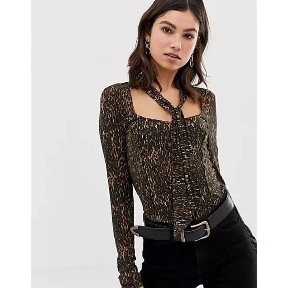 Free People Wild Thing Leopard Print Top In Copper Size Medium